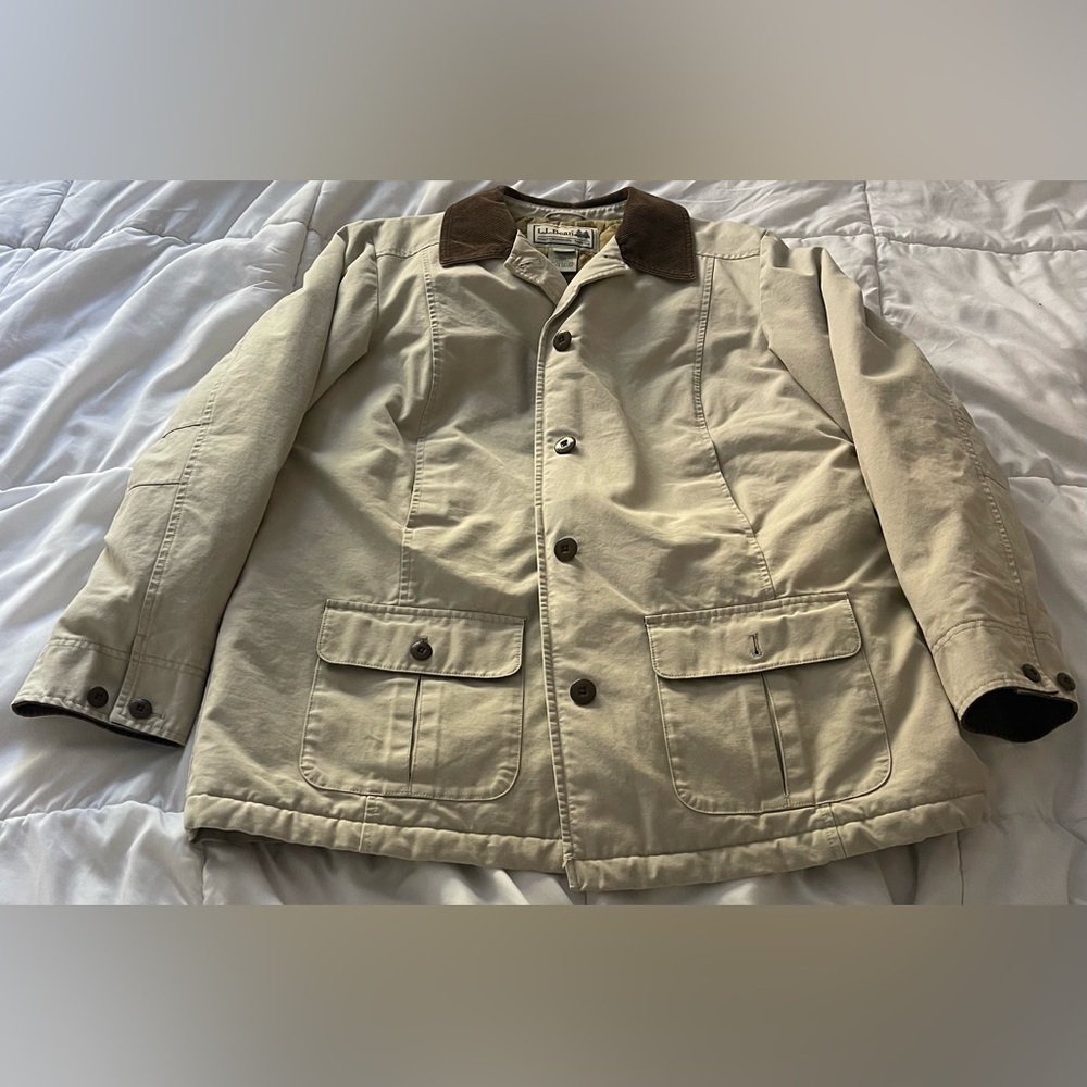 Vintage L.L. Bean Barn Coat Tan Canvas Chore Jacket Men’s Large New England Vibe